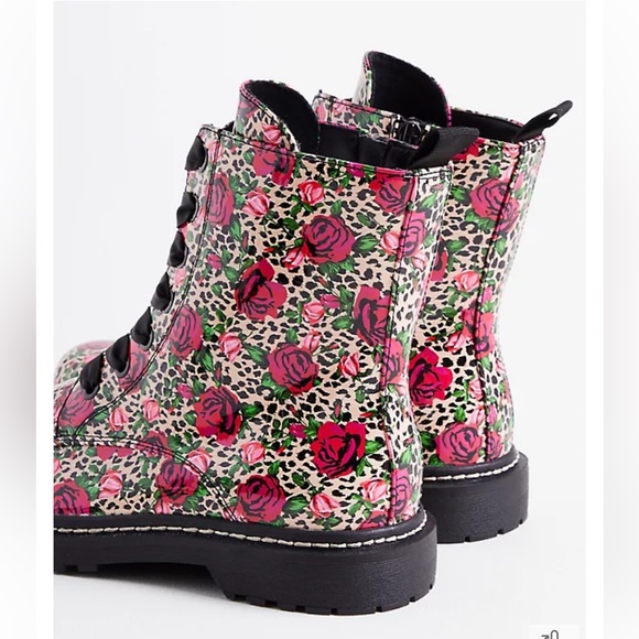 Torrid x Betsey Johnson Leopard Rose Combat Boots - Picture 3 of 10